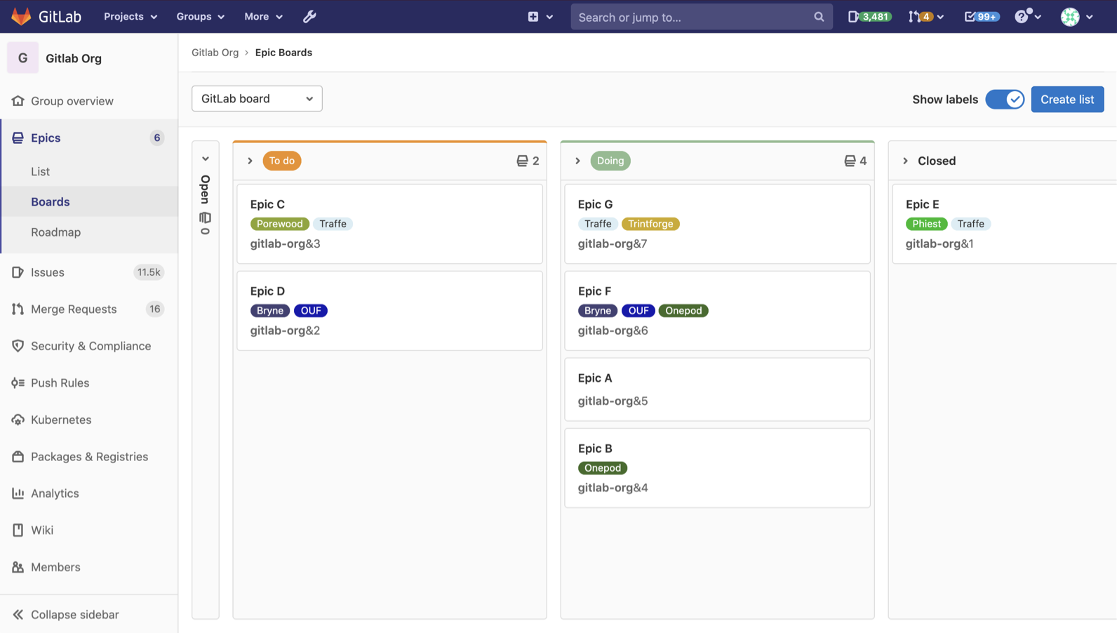 View epics on a board (MVC)