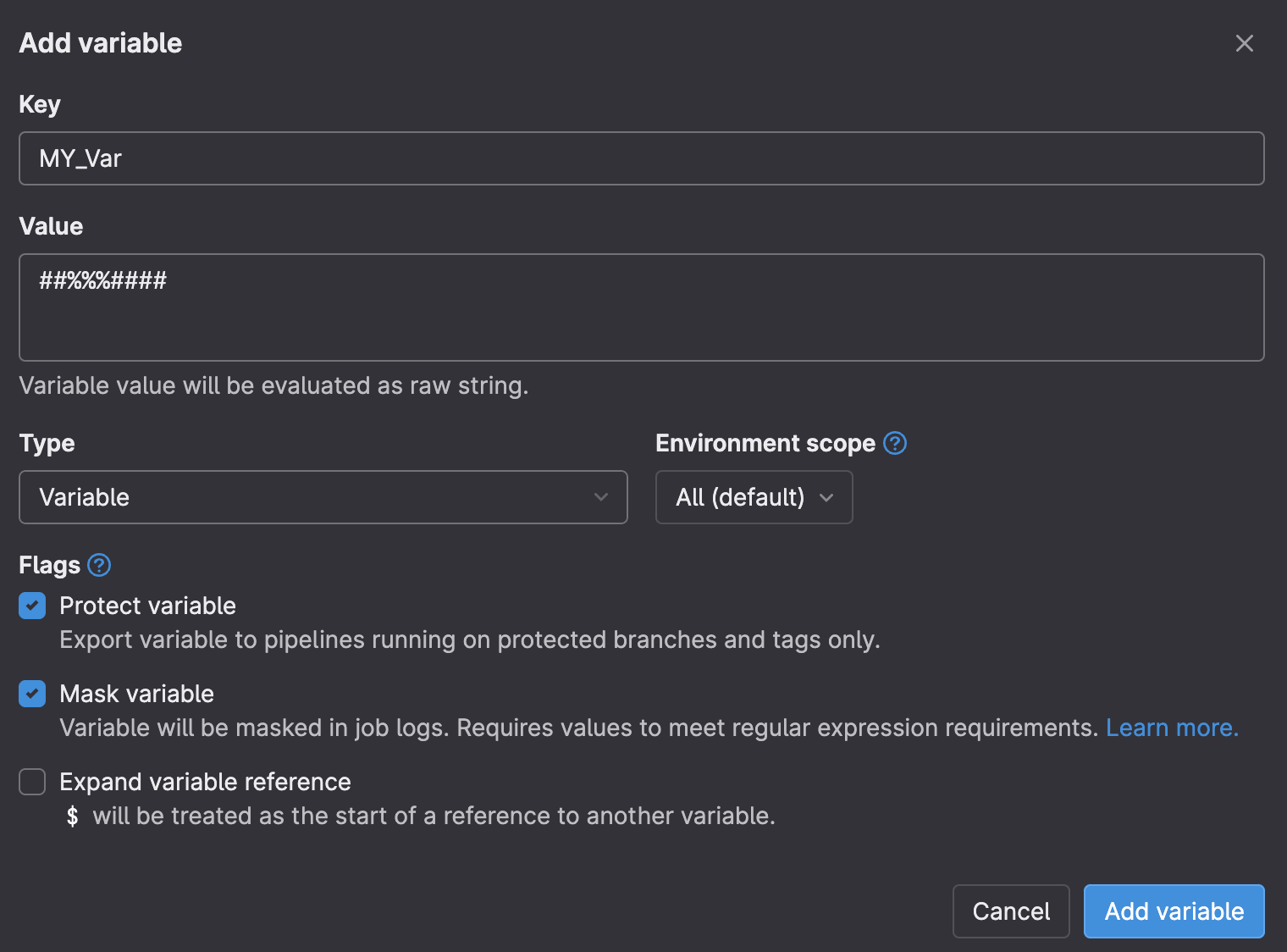 Remove character limitations in unexpanded (raw) masked variables