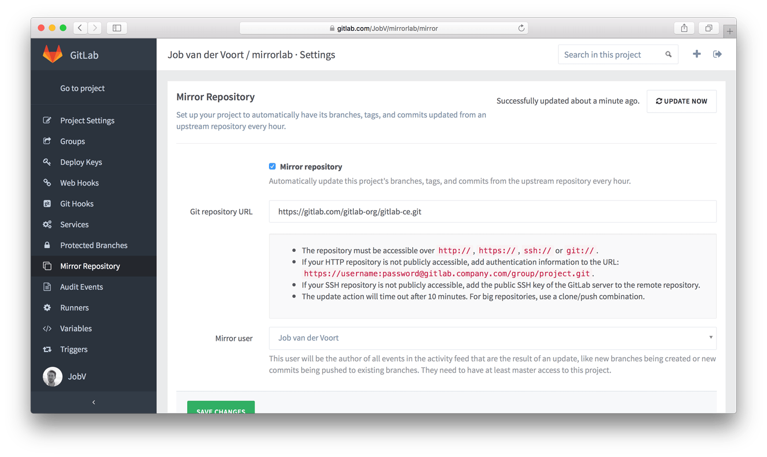 Mirror any repository automatically in GitLab 8.2 EE