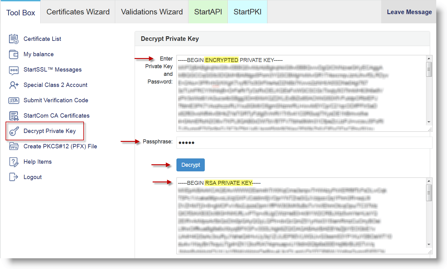 StartCom - decrypt private key